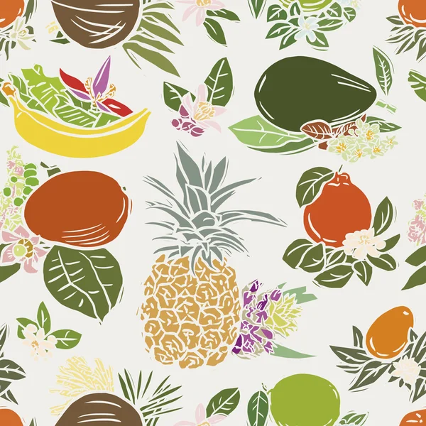 Various tropical fruits — Stock Vector