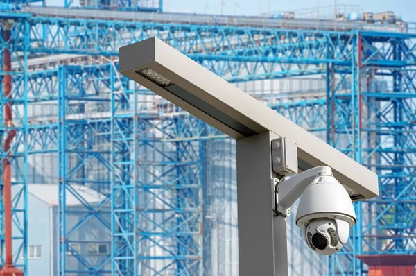 Security cameras for the safety and elevating complex for transshipment of grain and oilseeds as background