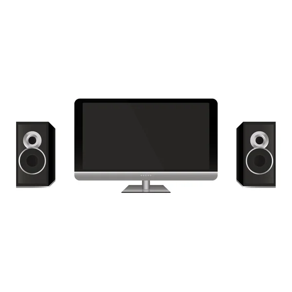 Monitor de pantalla y altavoces — Vector de stock