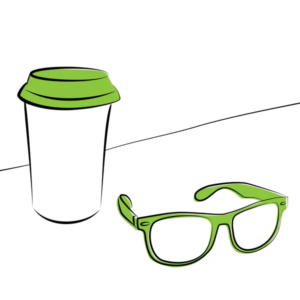 Kahve ve gözlük hipster fincan
