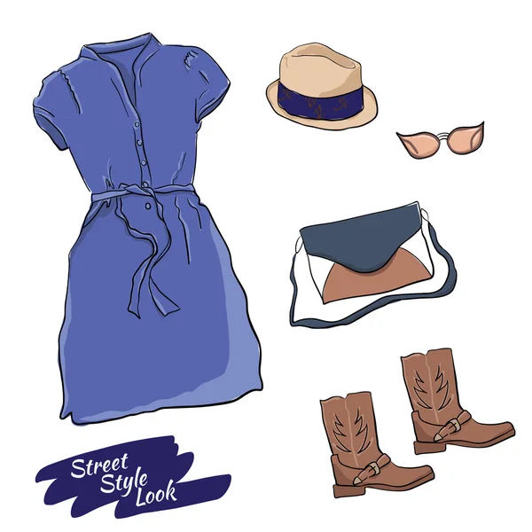 Summer set of clothes for girl — 图库矢量图片