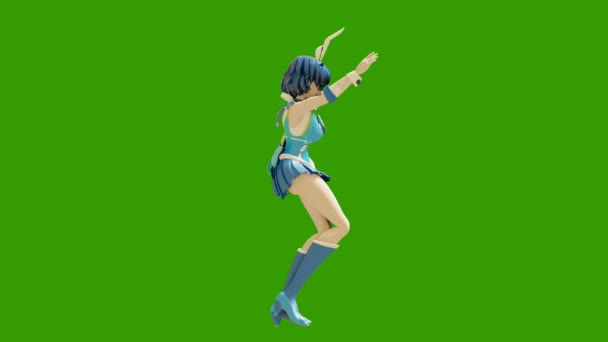 Animacja taniec animowany anime dziewcząt — Wideo stockowe