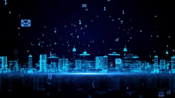 Ein Screenshot einer Stadt bei Nacht — Stockvideo