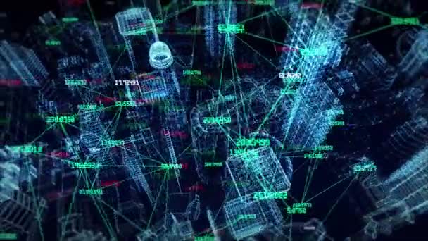 Digitaler Cyberspace in der Stadt — Stockvideo