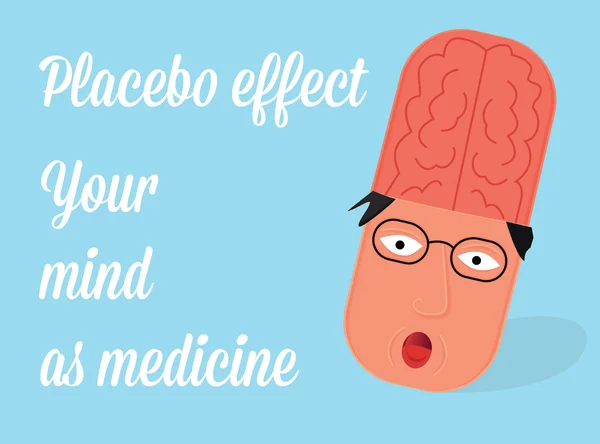 Placebo hatás vektoros illusztráció. Orvostudomány, szem előtt tartva. — Stock Vector