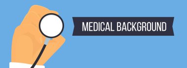 El ile stetoskop tıbbi vektör bayrak.  