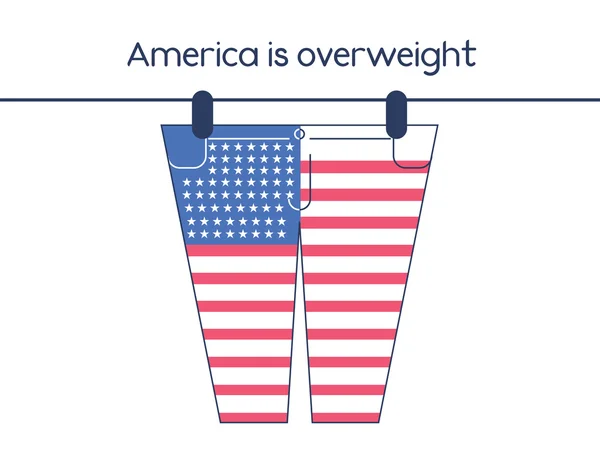 Ilustración conceptual del problema de la obesidad americana . — Vector de stock