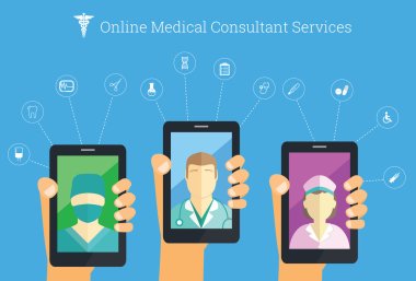 Online medical services conceptual iilustration.