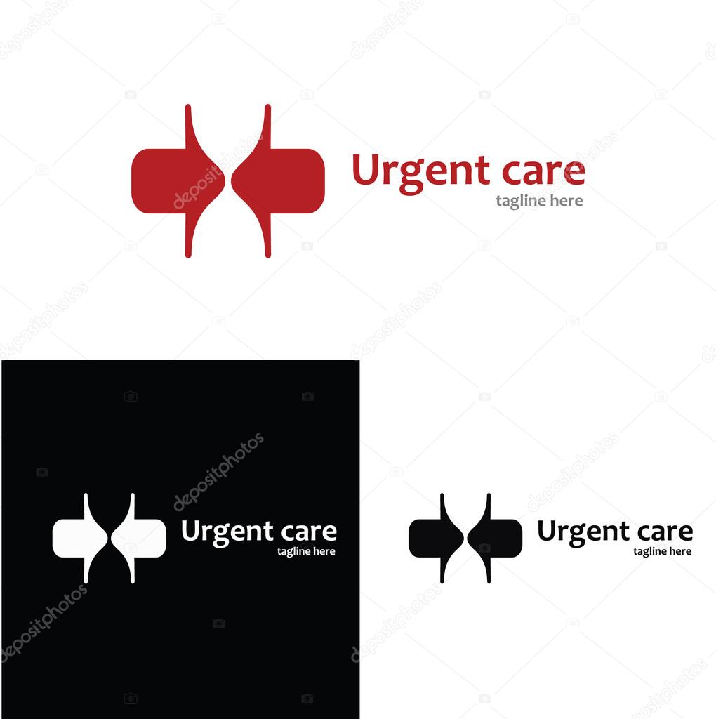 Urgent care company, doctor, emergency department, quick response unit, hospital and clinic logo. Negative space medical logotype.