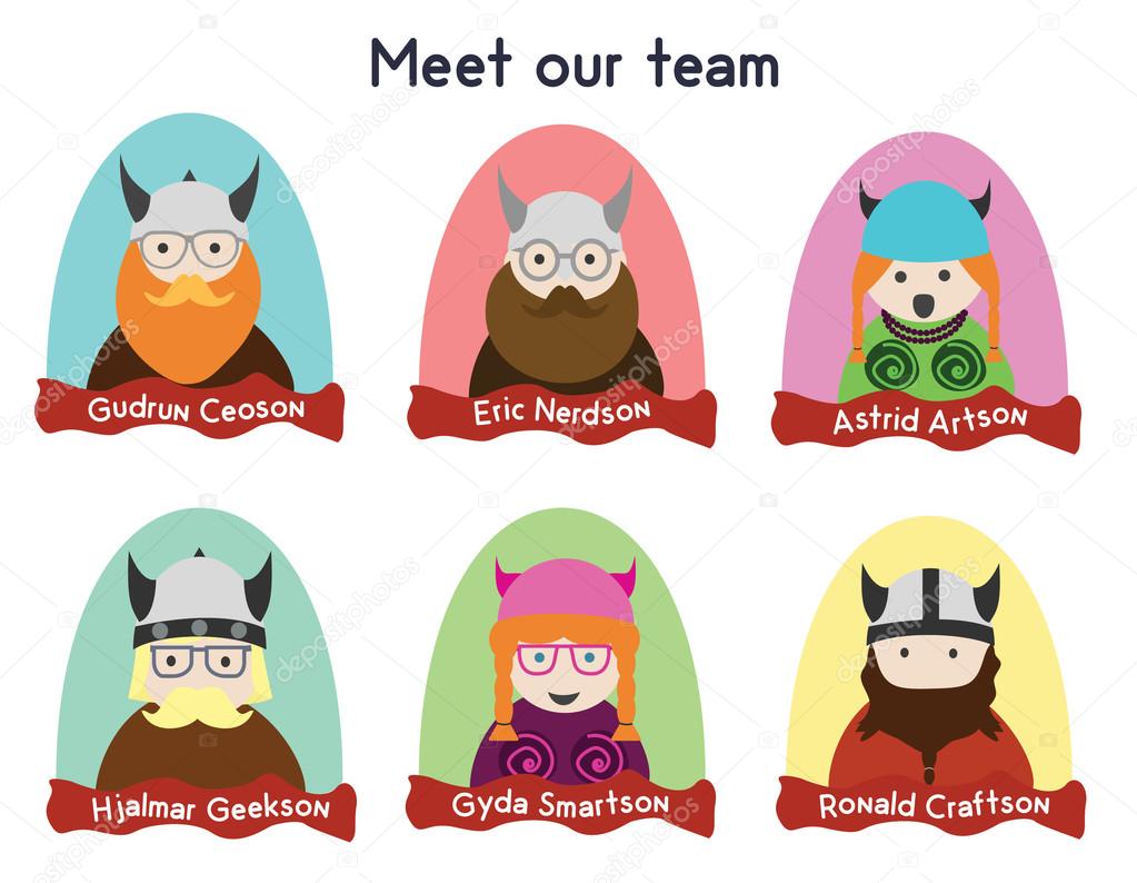 Creative team character set. Vikings characters.