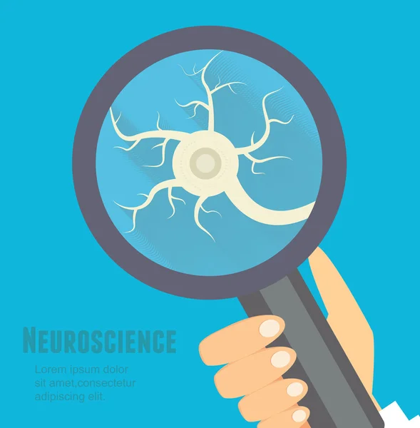 Neuroscience flat illustration. Nervous system reaserch concept — Stock Vector