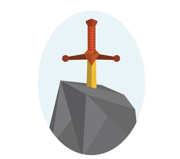 Sword in stone flat design — Stock Vector