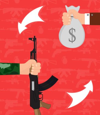 Gun trafficking conceptual illustration. Illegal arms trade vector illustration. clipart