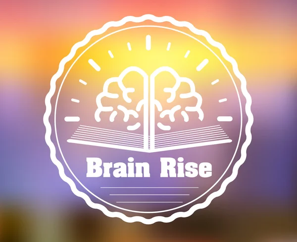 Lern- und Bildungslogo. E-Learning-Kurse Brain Badge auf verschwommenem Hintergrund — Stockvektor