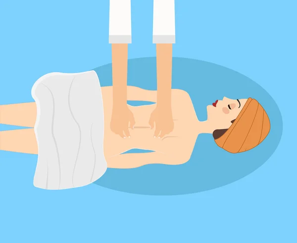 Massage och koppla av vektor illustration. Två händer gör klassisk massage — Stock vektor