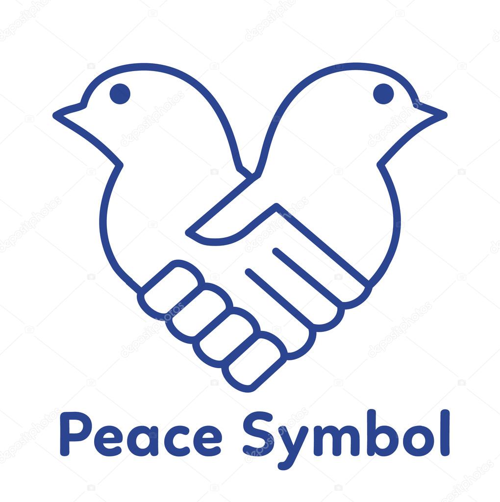 Peace dove handshake concept.