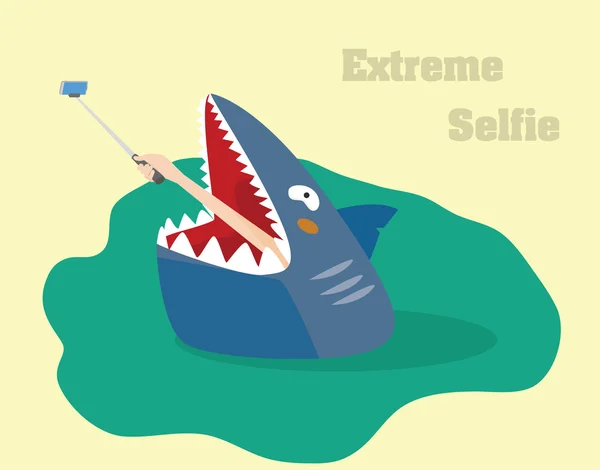 Concepto extremo de selfie. Hecho a mano selfie vector ilustración . — Archivo Imágenes Vectoriales