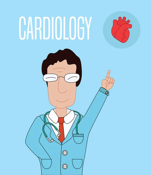 Cardiologia ilustração conceitual. Ilustração vetorial do médico explicando a estrutura do coração —  Vetores de Stock