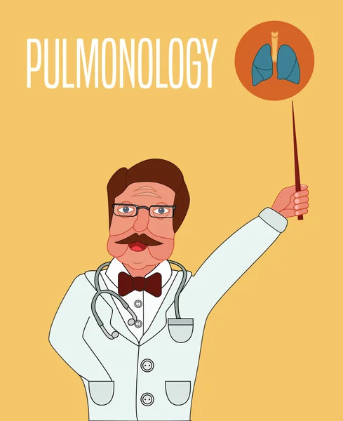 Koncepcyjna ilustracja pulmonologii. Lekarz wyjaśnia Struktura płuc. — Wektor stockowy