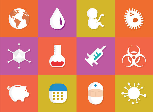 Immunization and vaccination medical icons.