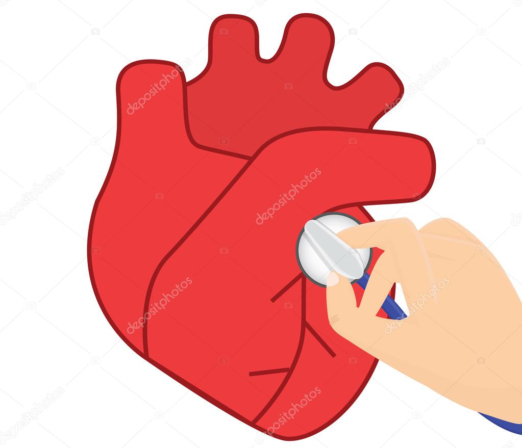Heart auscultation vector illustration.