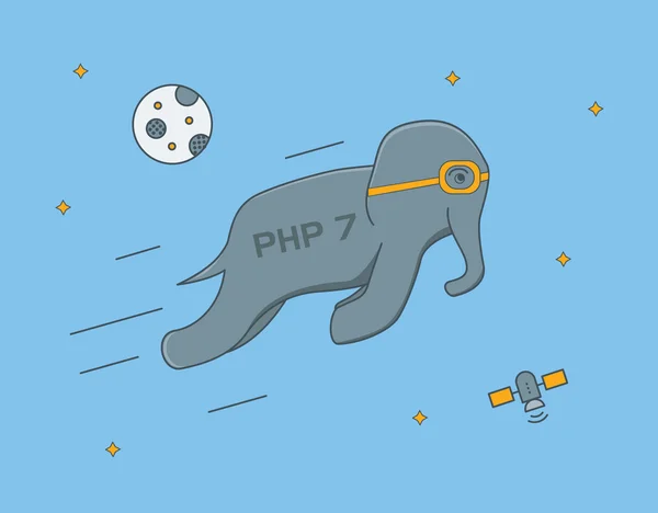 7 van de PHP programming language conceptuele afbeelding. — Stockvector