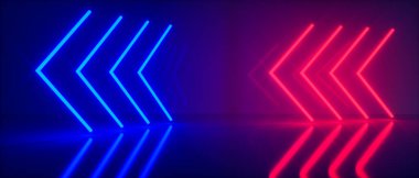 Geleceksel neon renkli oklar (3d yorumlama)