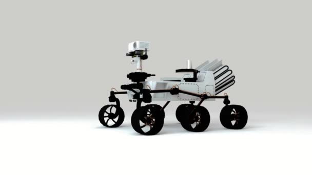 Rover Marte Contra Fondo Blanco Representación — Vídeo de stock