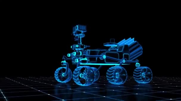 Ein Virtueller Mars Rover Auf Einem Gitter Rendering — Stockvideo