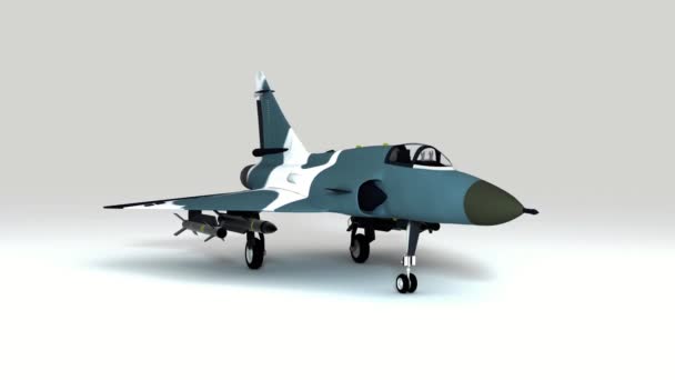 Military Combat Jet Front Isolated Background Rendering — Stock Video