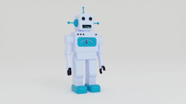 Bir Oyuncak Robot Öne Doğru Koşar Görüntüleme — Stok video