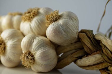 Sarımsak soğanlarının kaymak gibi beyaz derisi, kurumuş saplarının aksine...