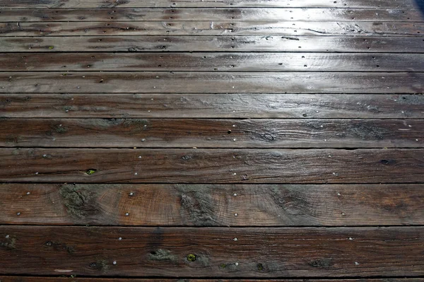 Wet Dark Planks Deck Veranda — Stock Photo, Image