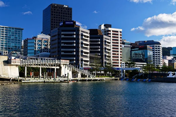 Wellington Een Zonnige Dag Hoge Gebouwen Haven City Sea Bridge — Stockfoto