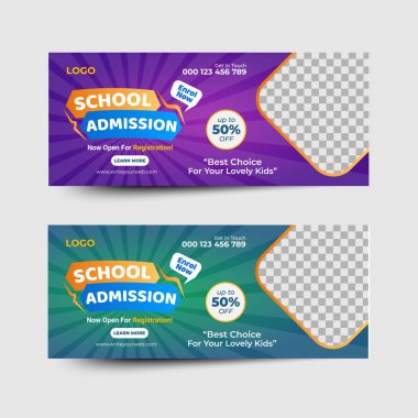 Okul Kabul Web afişi ve Kapak Sayfa Tasarımı Vektör Tasarımı Şablonu.