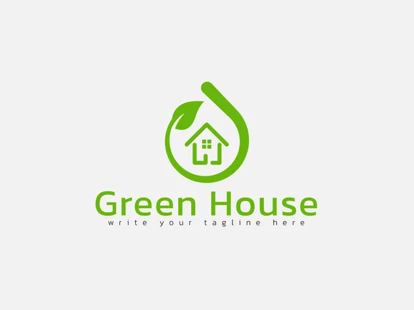 Green Real Estate Logo Design Template Concept Leave — Stock Vector