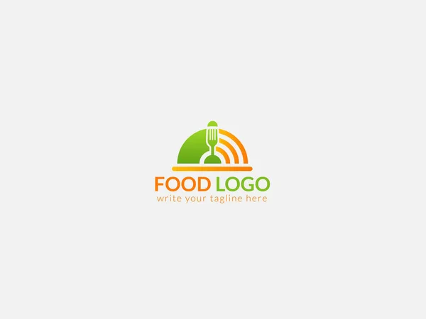 食品注文ロゴデザイン オンライン食品注文ロゴ マウスポインタと食品ロゴデザイン 1クリック食品注文ロゴ — ストックベクタ