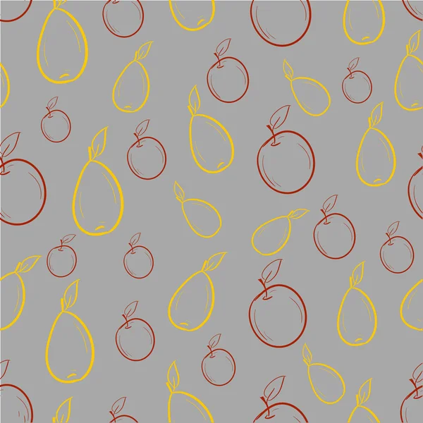 リンゴと梨のシームレスなパターン — ストックベクタ