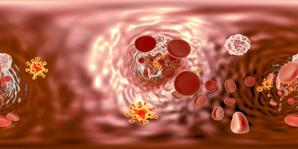 Hiv 感染血液球パノラマで — ストック写真