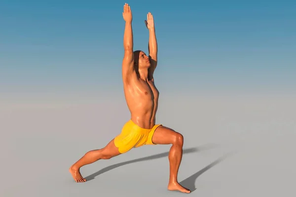 Yoga Posa Guerriero Virabhadrasana Illustrazione — Foto Stock