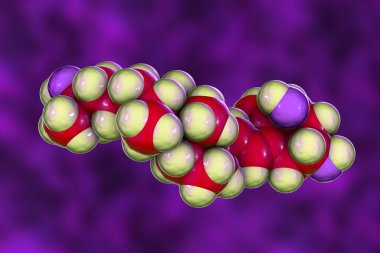 Kalsitriol molekülü, hipoparathyroidizm ile kalsiyum eksikliğinin tedavisinde kullanılan D3 vitamininin etkinleştirilmiş hali, 3D illüstrasyon