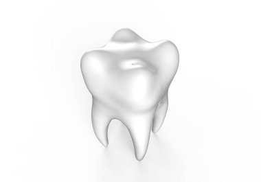 Beyaz arka planda izole edilmiş insan dişi, 3 boyutlu illüstrasyon