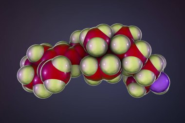 Kalsidiol molekülü, ayrıca kalsifediol olarak da bilinir, karaciğerde üretilen D3 vitamininin başlıca dolaşım metaboliti, 3D illüstrasyon
