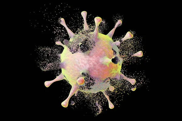 ウイルスの破壊 3Dイラスト 医薬品 医薬品 微生物 ナノ粒子の効果を示すために使用できます — ストック写真