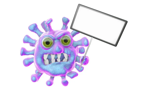 Monstruo Del Virus Dibujos Animados Microbio Gracioso Ilustración — Foto de Stock