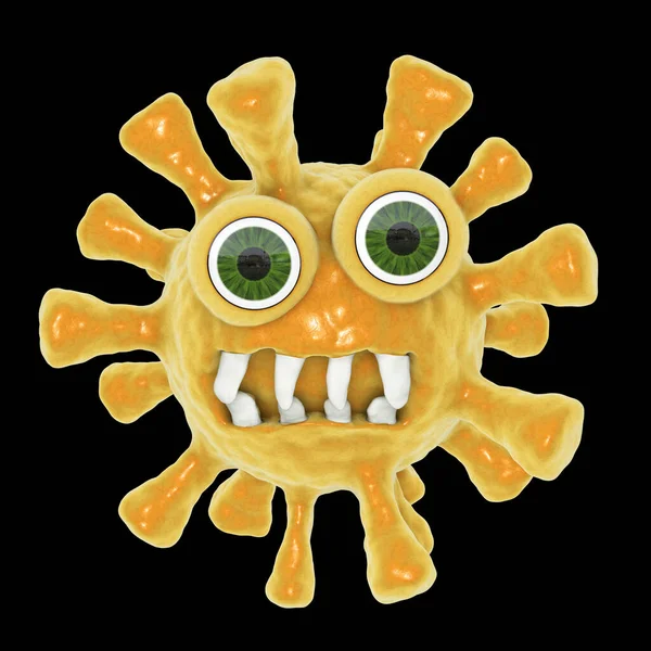 Cartoon virus monster. Funny microbe. 3D illustration