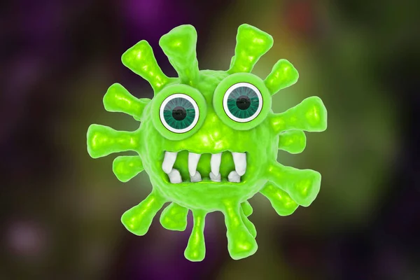 Cartoon Virus Monster Funny Microbe Illustration — Stock Photo, Image