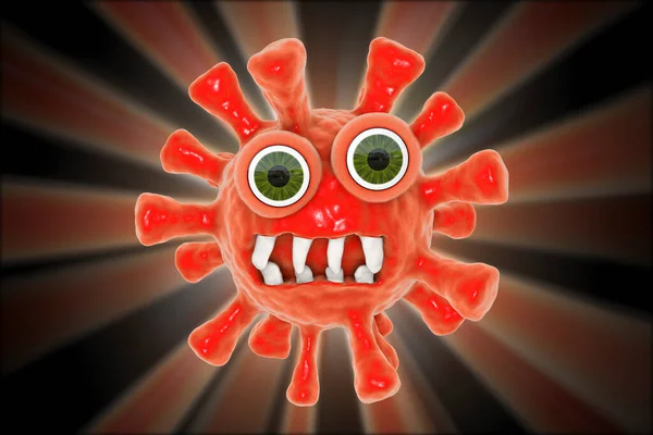 Mostro Virus Dei Cartoni Animati Microbo Divertente Illustrazione — Foto Stock