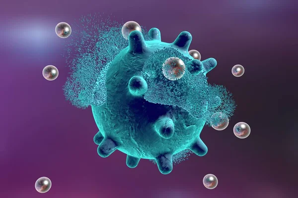 Destruction Virus Nanoparticles Illustration Can Also Used Illustrate Effect Drugs — Stock Photo, Image