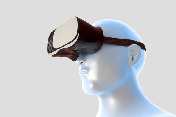 Realidad Virtual Ilustración Que Muestra Auriculares Sobre Una Cabeza Humana —  Fotos de Stock